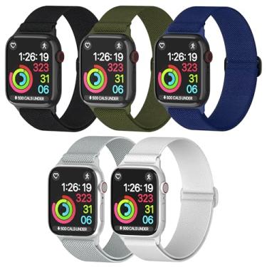Imagem de Pulseiras de nylon unissex para Apple Watch 1/2/3/4/5/6/7/8/9/SE/Ultra 2 para 38 mm/40 mm/41 mm/42 mm/44 mm/45 mm/49 mm - Pacote com variedade de 1-8 (pacote M - tamanho 41 mm)