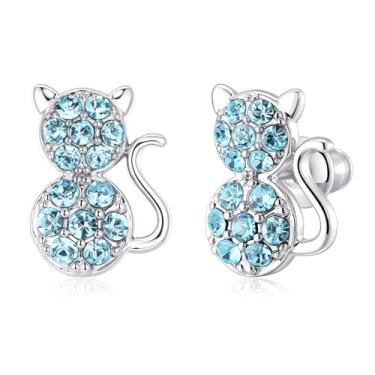 Imagem de Spefavo Lindos brincos de gato fofos hipoalergênicos, amantes de gatos, meninas, crianças, aniversário, Páscoa, Natal, Dia dos Namorados, presente para avó, mãe e neta, filha, MINI, Aço inoxidável