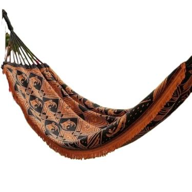 Imagem de Rede De Descanso Dormir Casal Indiana Gigante 4M Reforçada Estampas(LARANJA)