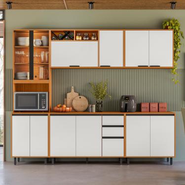 Imagem de Cozinha Modulada 5 Peças sem Pia Ravena Poliman - Freijo UV/Off Acetinado