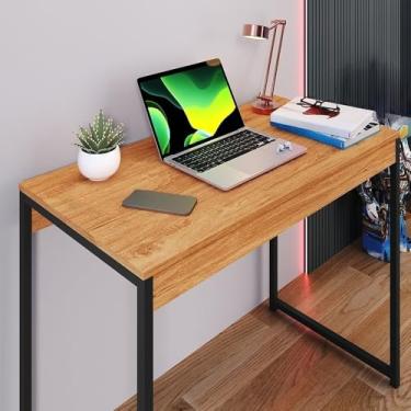Imagem de Mesa Diretor Escritório 90cm Pês de aço MDF Compacta Moderna para Home Office com Espaço e Estilo(Cinamomo)
