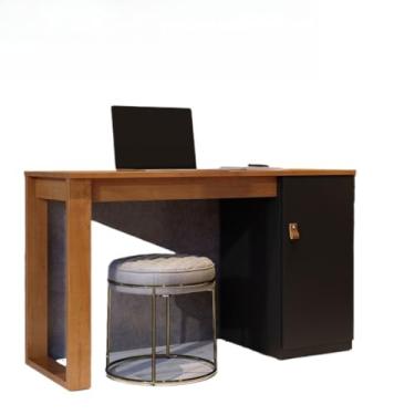 Imagem de Mesa de trabalho para escritório e sala de estudo com gavetas e prateleiras multiuso(Canela Preto)