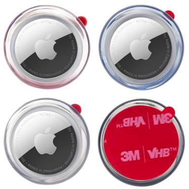 Imagem de echinff Pacote com 4 capas para Airtag, capa protetora com adesivo forte 3M compatível com etiquetas Apple Air para colar na TV, fones de ouvido remotos, mochilas, bagagem, laptop, câmera, bicicleta
