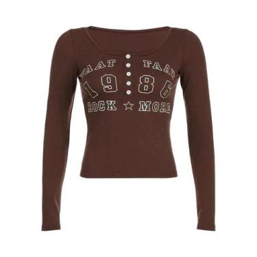 Imagem de Camiseta Feminina Slim Fit Manga Comprida Gola Redonda Com Botões Esta