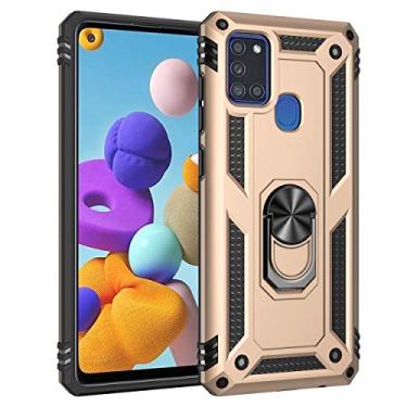 Imagem de SORAKA Capa para Samsung Galaxy A21s com suporte de anel capa protetora para Samsung Galaxy A21s capa traseira de policarbonato rígido com placa de metal para suporte magnético de telefone carro