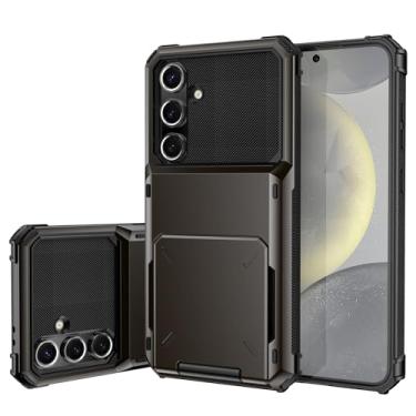 Imagem de SORAKA Capa para Samsung Galaxy S24 com suporte para cartão PC TPU 2 em 1 capa bumper de camada dupla à prova de choque pode conter 5 cartões cinza