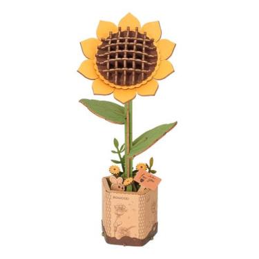 Imagem de Quebra-cabeça de madeira 3D Rowood Artifical Flower Sunflower para adu