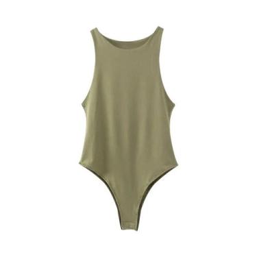 Imagem de Body Con Verde Limão - Macacão Curto Sexy para Verão, BR-M, Exército v