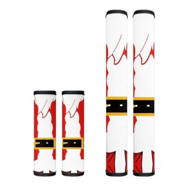 Imagem de HUISEFOR Conjunto de 4 capas de maçaneta de geladeira de Papai Noel, ajustável, para micro-ondas, lava-louças, porta, pano, antiderrapante, capa de alça de cozinha, decoração de Natal