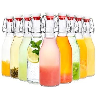 Imagem de JOBVERT Garrafas giratórias, pacote com 9 garrafas de vidro flip top de 241 g com fechos herméticos Grolsch, reutilizáveis para kombucha, cerveja, bebida fria, bebidas caseiras e armazenamento