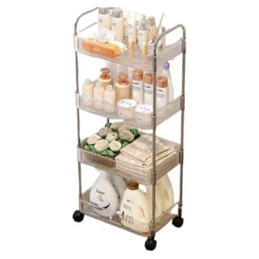 Imagem de Estante Carrinho Organizador, 4 Prateleiras Com Rodinhas, Multiuso Para Cozinha, Banheiro, OrganizaçãO FáCil E PráTica(Quatro camadas: 32x20,8x88cm)