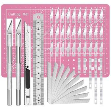 Imagem de Exacto Knife Kit de facas de passatempo para artesanato com 40 peças de lâminas exatas para corte de trabalho de arte DIY, passatempo, scrapbook, estêncil (rosa)