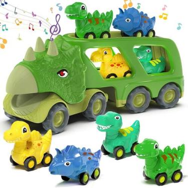 Imagem de Caminhão transportador de dinossauros Toy Moritakk para crianças de 2 