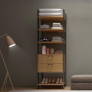 Imagem de Closet 1 Torre 2 Gavetas Industrial TW401 Freijó Preto Fosco Dalla Costa