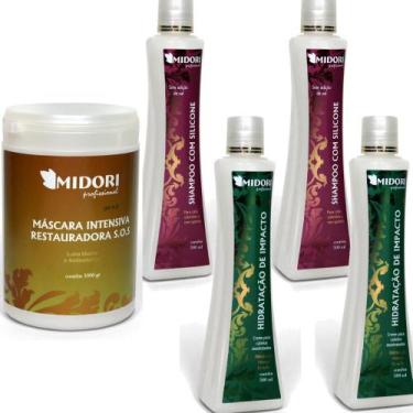 Imagem de Kit 2 Hidratação Impacto 2 Shampoo Silicone 1 Mascara Midori