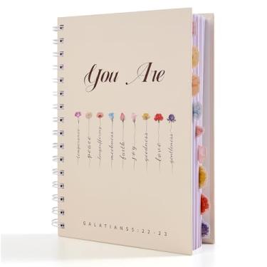 Imagem de Agenda de oração cristã Gálatas 5:22-23, diário devocional semanal com seções de estudo da Bíblia, capa dura encadernado para crescimento espiritual, 54 orações semanais, 53 resumos bíblicos, álbuns