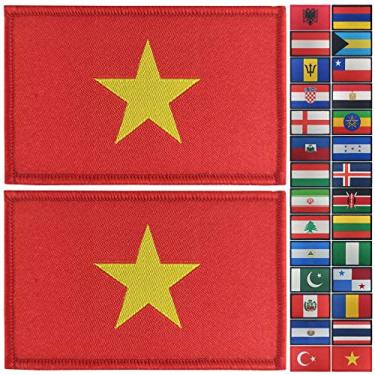 Imagem de JBCD Pacote com 2 emblemas da bandeira do Vietnã, emblema tático da bandeira do orgulho para roupas, chapéu, equipe militar
