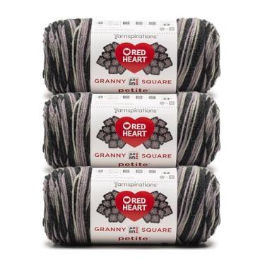 Imagem de Red Heart All in One Granny Square Petite Darkside Yarn - Pacote com 3 250 g - 100% acrílico - #4 penteado (médio) - 440 jardas - tricô/crochê