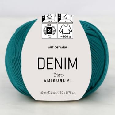 Imagem de Jeans Amigurumi Fio Arte 55% Algodão 45% Poliacrílico 50 g 174 m Macio Suave Esporte Fino (2) Cobertores de Tricô Crochê Roupas de Bebê Mais Cores (Verde Esmeralda, Pacote 1)