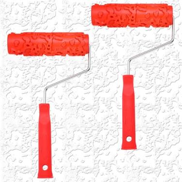 Imagem de MBAIYO 2 peças de rolo de pintura texturizado de 17 cm, rolo de textura de tinta de padrão de borracha para decoração de parede de móveis de argila de teto (EG323T)