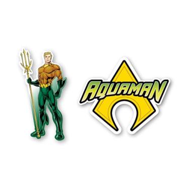 Imagem de Elektroplate Decalques dinâmicos oficialmente licenciados pela DC Comics Aquaman e Symbol | Adesivos de vinil à prova de intempéries de grau automotivo premium para carro, garrafa de água, telefone e
