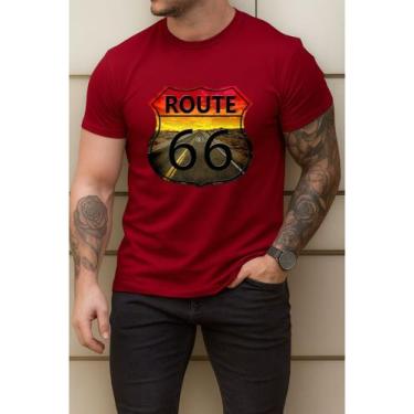 Imagem de Camisa Masculina Estampada Route 66 Algodão Premium Estilosa - Versitz