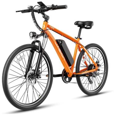 Imagem de Bicicleta Elétrica Urbana Jasion EB5 26" Laranja | Motor 350W (Pico 500W), Bateria 36V 360Wh Removível, 7 Velocidades, 4 Modos de Condução