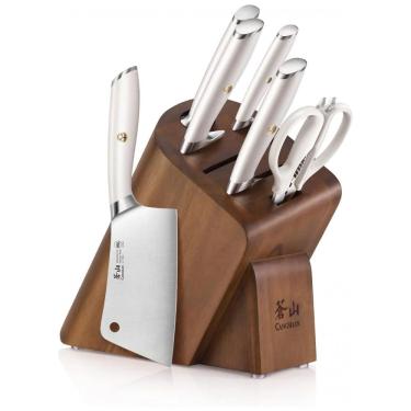 Imagem de Conjunto de Facas em Aço Alemão com Bloco de Bancada, 7 Peças, Cangshan L1 Série 1027129, Branco