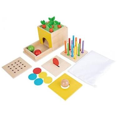 Imagem de Brinquedo Montessori Caixa 5 em 1 com Atividades Sensoriais, 6 a 24 Meses, Adena Montessori
