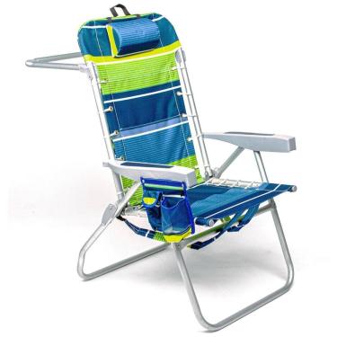 Imagem de Cadeira de Praia Portátil e Dobrável com 5 Posições e Bolsa de Armazenamento, Homevative, Verde Limão