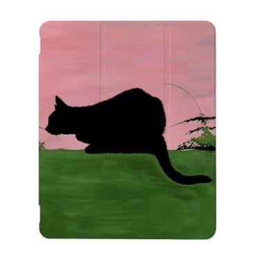 Imagem de Capa Black Cat in Glassland compatível com iPad 9ª 8ª geração 10,9 polegadas 2021-2018, capa engraçada com suporte de três dobras + porta-lápis para meninos e meninas, iPad 11 polegadas 2022