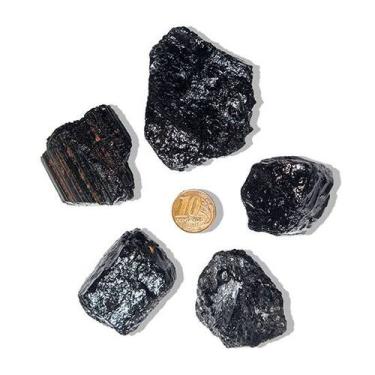 Imagem de 10 Pedras Naturais de Turmalina Preta - 60 a 70g - Média 5cm - Tipo B 
