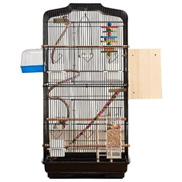 Imagem de Gaiola de pássaro gaiola de pássaro para periquitos ampla interna grande gaiola de reprodução grande, 91 cm de altura, gaiola de pássaro de ferro forjado, gaiola de papagaio com acessórios de
