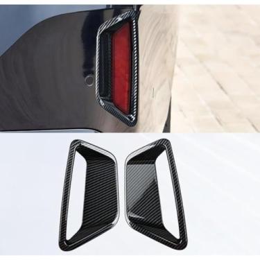 Imagem de Lâmpada de para-choque traseiro moldura decorativa LED para-choque traseiro luz de freio moldura de luz de neblina compatível com série 5 i5 2024-2025 (aparência de carbono)