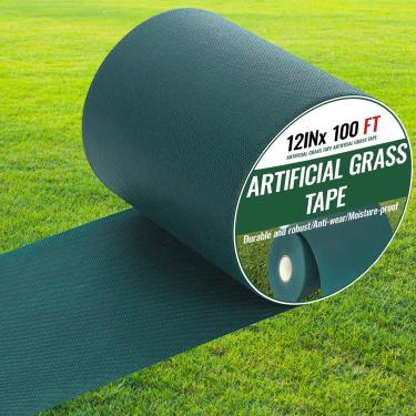 Imagem de Pangda Fita de costura de grama de 30,5 m x 30,5 m (precisa aplicar cola) Fita de grama artificial para conectar gramado, tapete de grama falsa (sem adesivo)