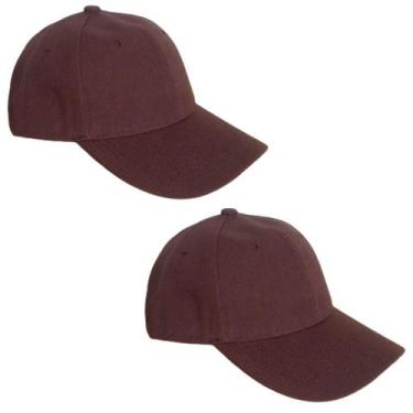 Imagem de Kit 2 Bonés Chapeu Bombeta Ajustável Liso Aba Curva Marrom - Idea