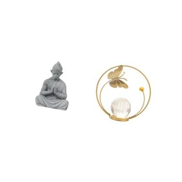 Imagem de Fenteer Escultura de Esfera de Cristal Sun Wukong, Estatueta de Metal com Harmonia Tranquila para Espaços E Decoração Consciente