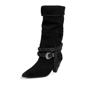 Imagem de Free People Bota feminina Bridget Belt Slouch Western, Camurça/couro preto desbotado, 36