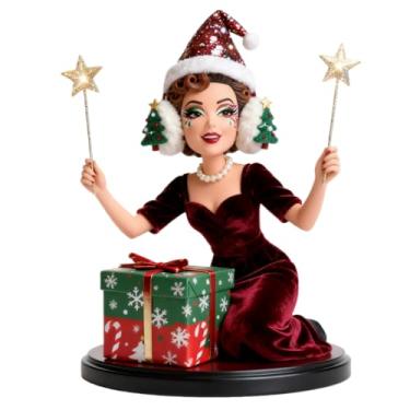 Imagem de Presente de Natal personalizado Transforme sua foto em uma charmosa cabeça de elfo em um chapéu festivo de Papai Noel/segurando um presente