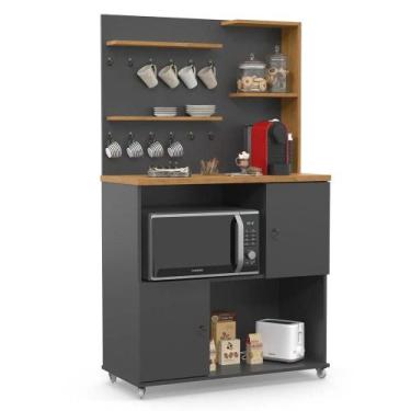 Imagem de Armário Multiuso Cantinho do Café 2 Portas Aconchego Grafite e Cinamom