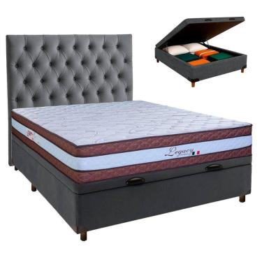 Imagem de Kit Cabeceira + Cama Box Bau + Colchão Casal Molas Ensacadas Legaccy Paropas