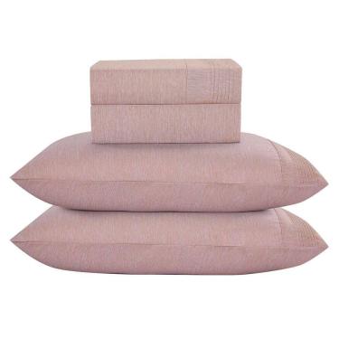 Imagem de Jogo Cama Lençol King Plysce Percal 300 Fios 4 Peças - Rosê