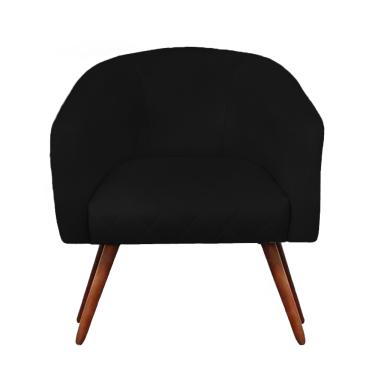 Imagem de Poltrona Bianca com Tressê Suede Preto Pés Palito Castanho - D'Rossi