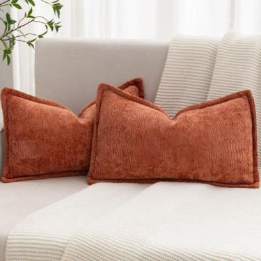 Imagem de Capa de travesseiro BAOLIZEGAO Burnt Orange Chenille 30x50cm Conjunto 