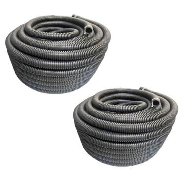 Imagem de Kit 2 Eletroduto Corrugado 1 Pol 50m Preto Guia Leve Forte - LAURINDOS