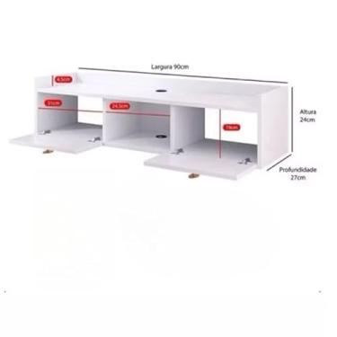 Imagem de Rack Bancada com pés 1.20 e 0.90 com 2 Portas Moderno Parede TV Até 50Pol 51x27x120cm(0.90 Branco)