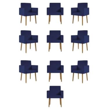Imagem de Kit 10 Cadeiras Poltronas Decorativa - Escritório - Recepção Cor:azul-marinho