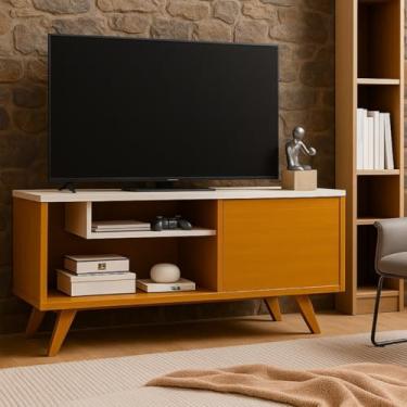 Imagem de Rack Para Tv Estante Sala Painel Bancada Suporte Aparador Móvel Com Prateleira Madeira(Ype/Off White)