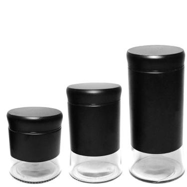 Imagem de Conj. 3 Potes Vidro/Inox Herméticos Black Facile