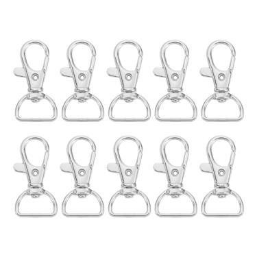 Imagem de 10 fechos giratórios, anel D de 0,63 polegadas, fecho lagosta, garra de metal, gancho de pressão para porta-chaves, alça de cinto, prata